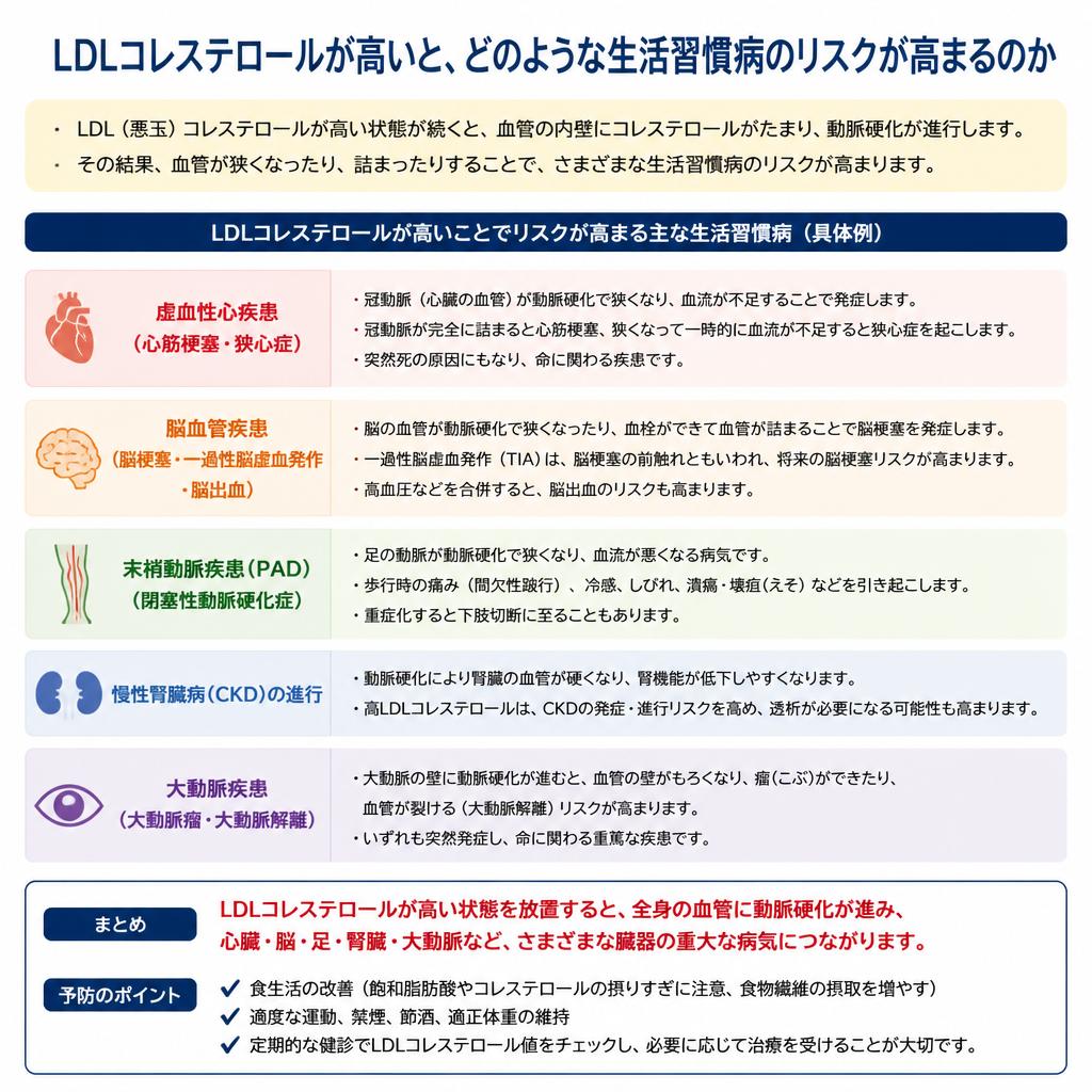 2. LDLコレステロールの影響と生活習慣病の関連性
